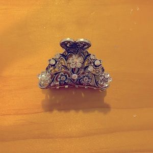 Sterling silver hair clip with crystals